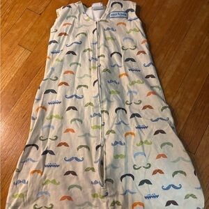 Halo White Sleeveless Sleep Sack with Multi-Color Mustache Print